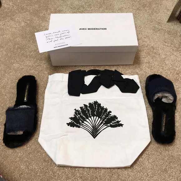 🙂Avec  Moderation Navy Fur & Leather Blue-Bora Bora Comfy Soft 38 🇮🇹 - Picture 8 of 16